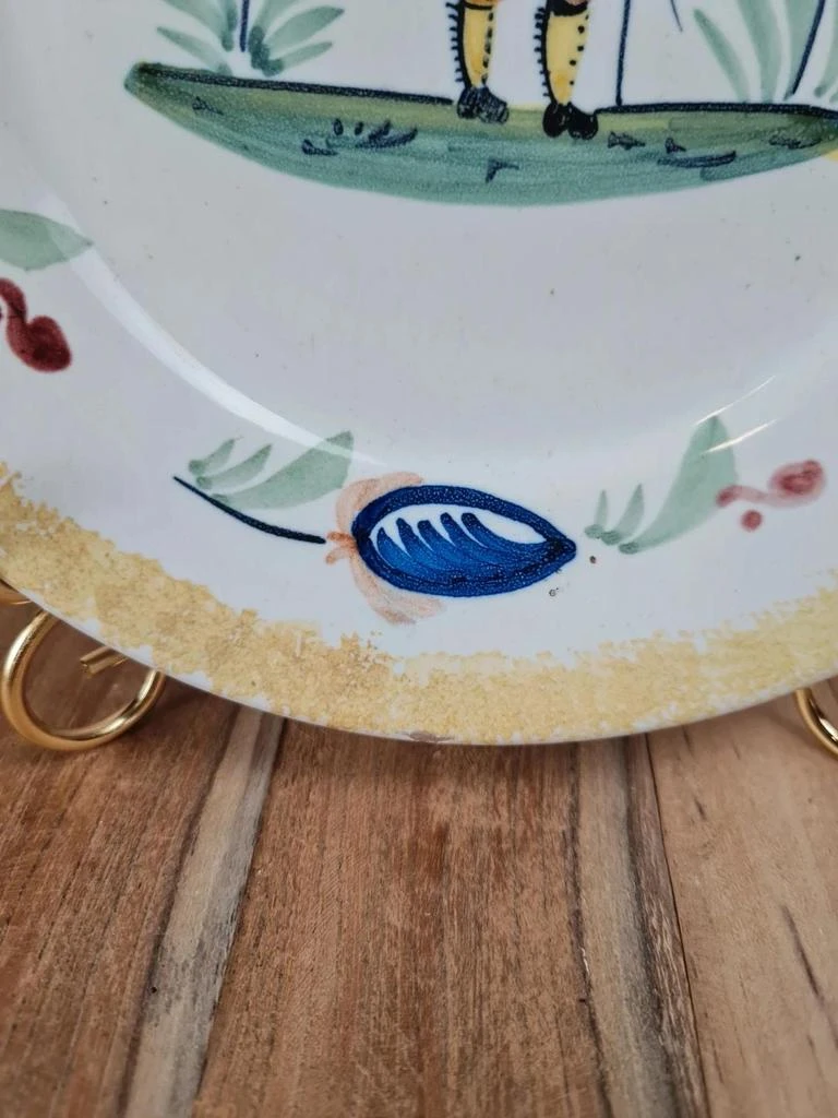 Assiette ancienne signée Hb Quimper – décor breton main – photo 5